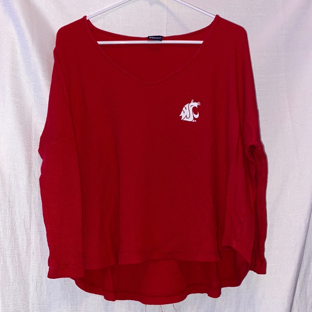 XS Red WSU Oversized Thermal Shirt